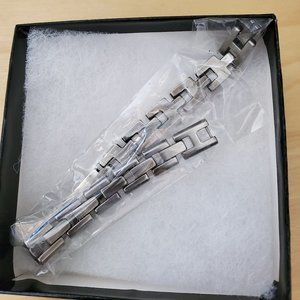 Steve Madden 7.5 Inch Stainless Steel Rustic Chain Bracelet For Men